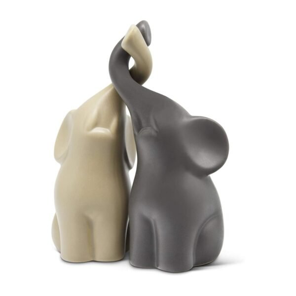Ceramic Loving Pair of Elephants